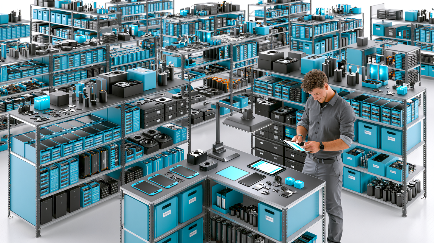 Organized shelves of carefully selected phone parts